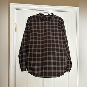 Ann Taylor Plaid Long Sleeve Blouse